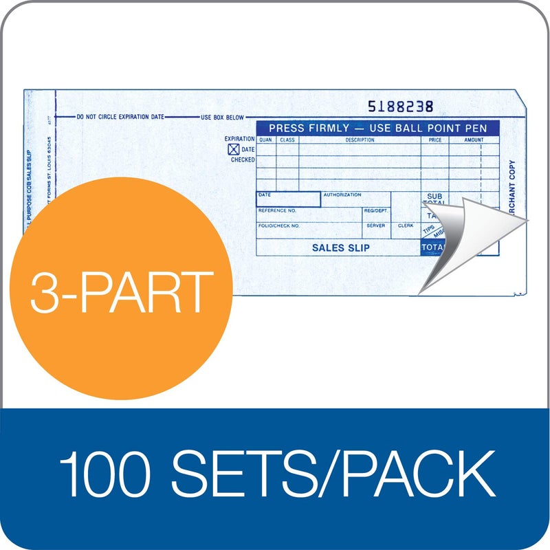 TOPS Adams Credit Card Sales Slip, 3-Part, 100 Sets per Pack (38538) - Image 2